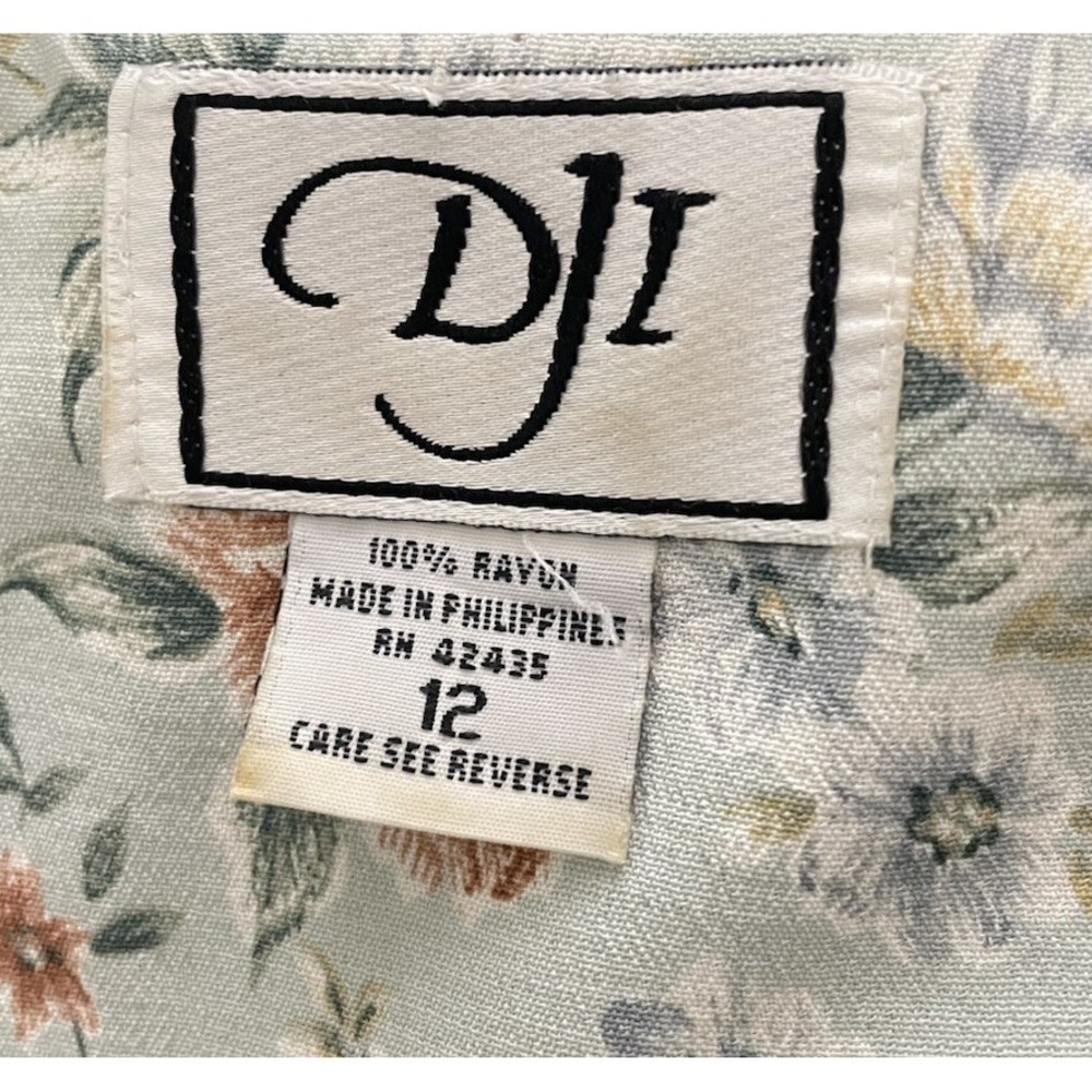 Vtg 90s DJI Floral Cottagecore Ditzy Maxi Button Down Lace Up Back Dress 12 - Picture 5 of 5
